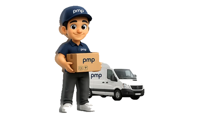 Pimpi 3 Versand mit Paket und Lieferwagen