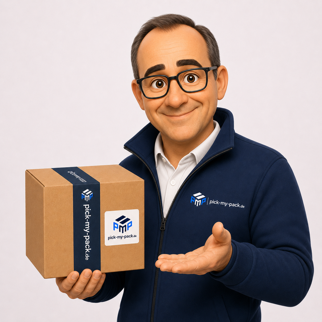 pick-my-pack Mitarbeiter mit personalisiertem Versandpaket